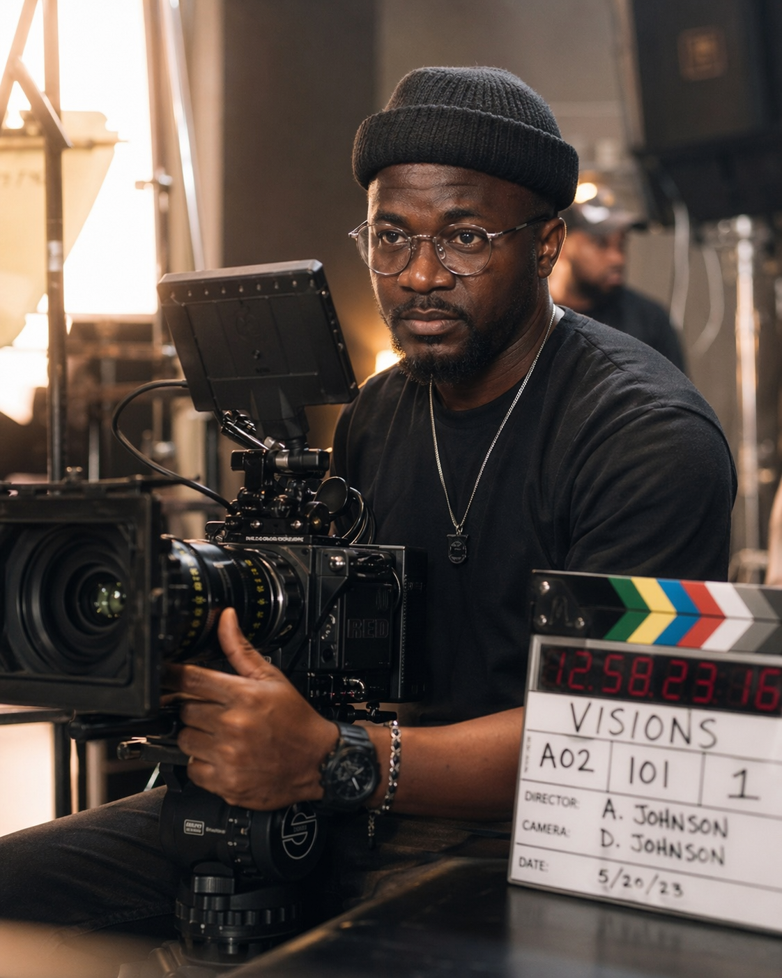 African filmmaker with camera