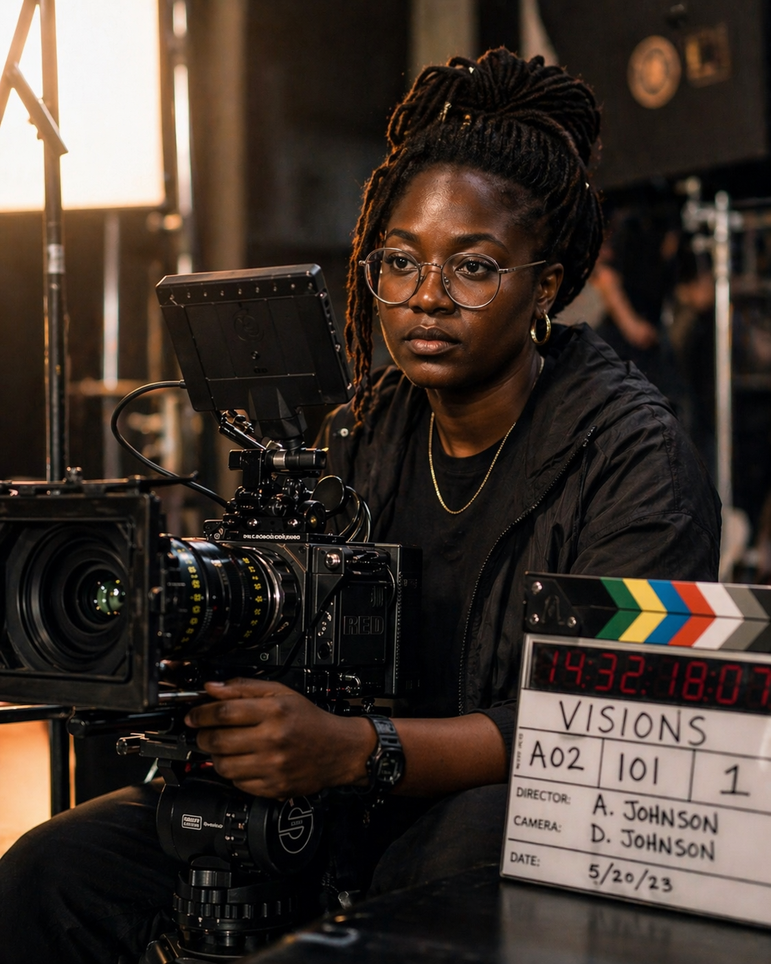 African filmmaker behind the camera